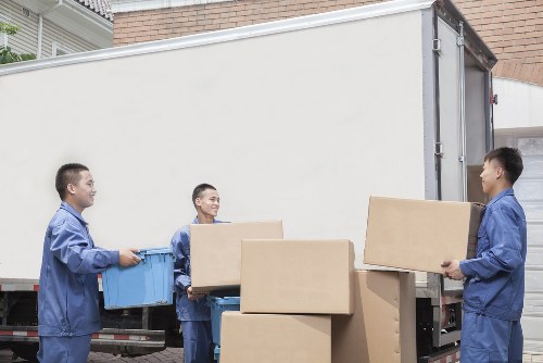 Moving truck parked outside a self storage facility